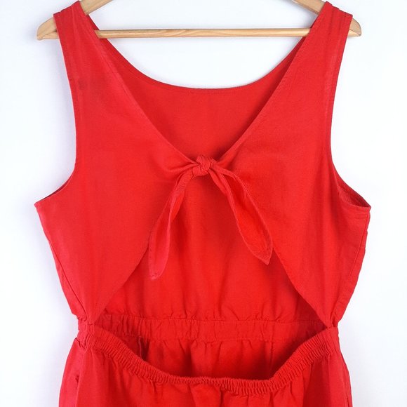 Gap Linen Blend Red Dress w/Cutout Back - Picture 4 of 12